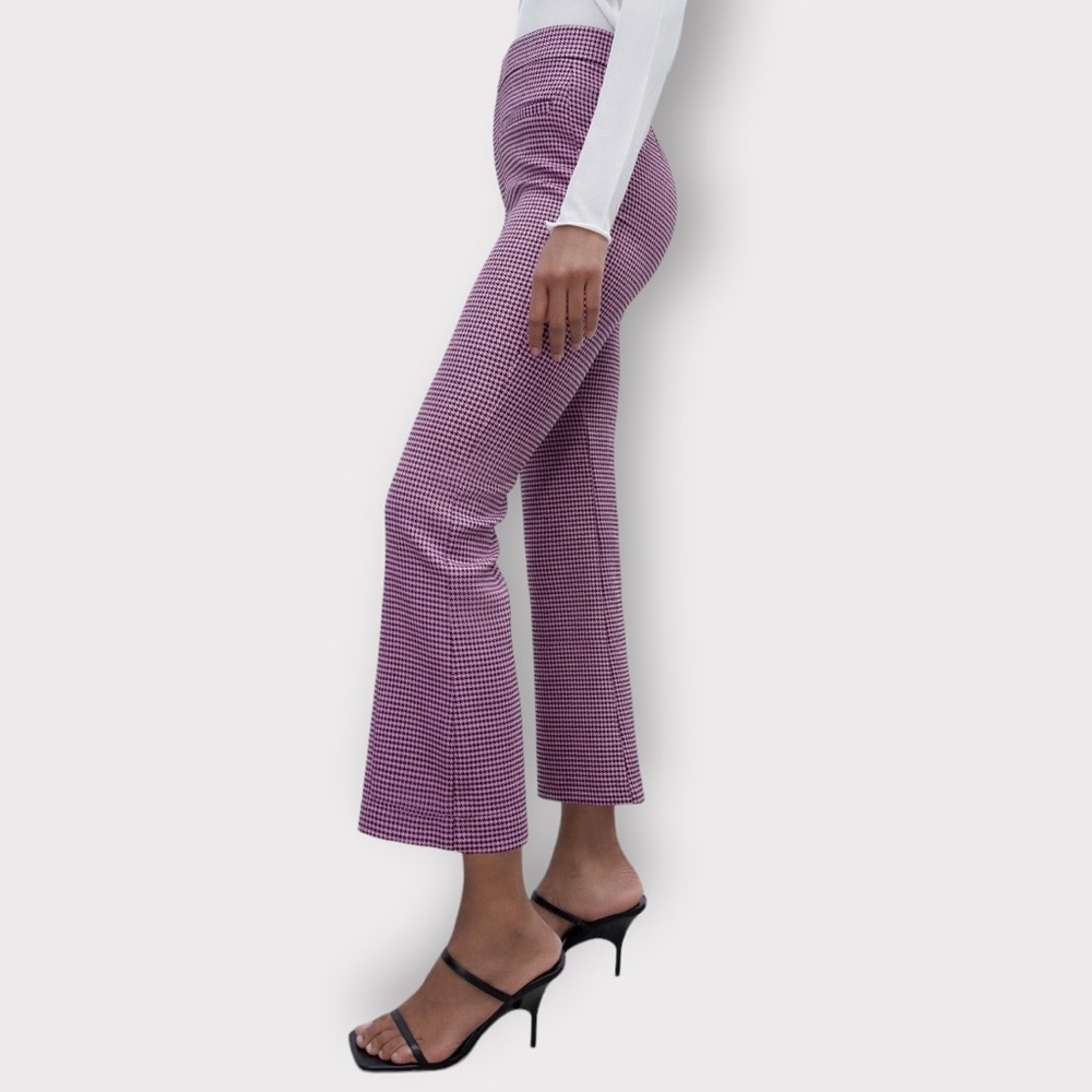 ZARA Pink Houndstooth Mini Flare Pants Medium